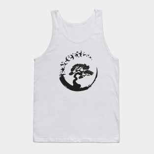 Bonsai Tree in Enso Circle Birds Tee Tank Top